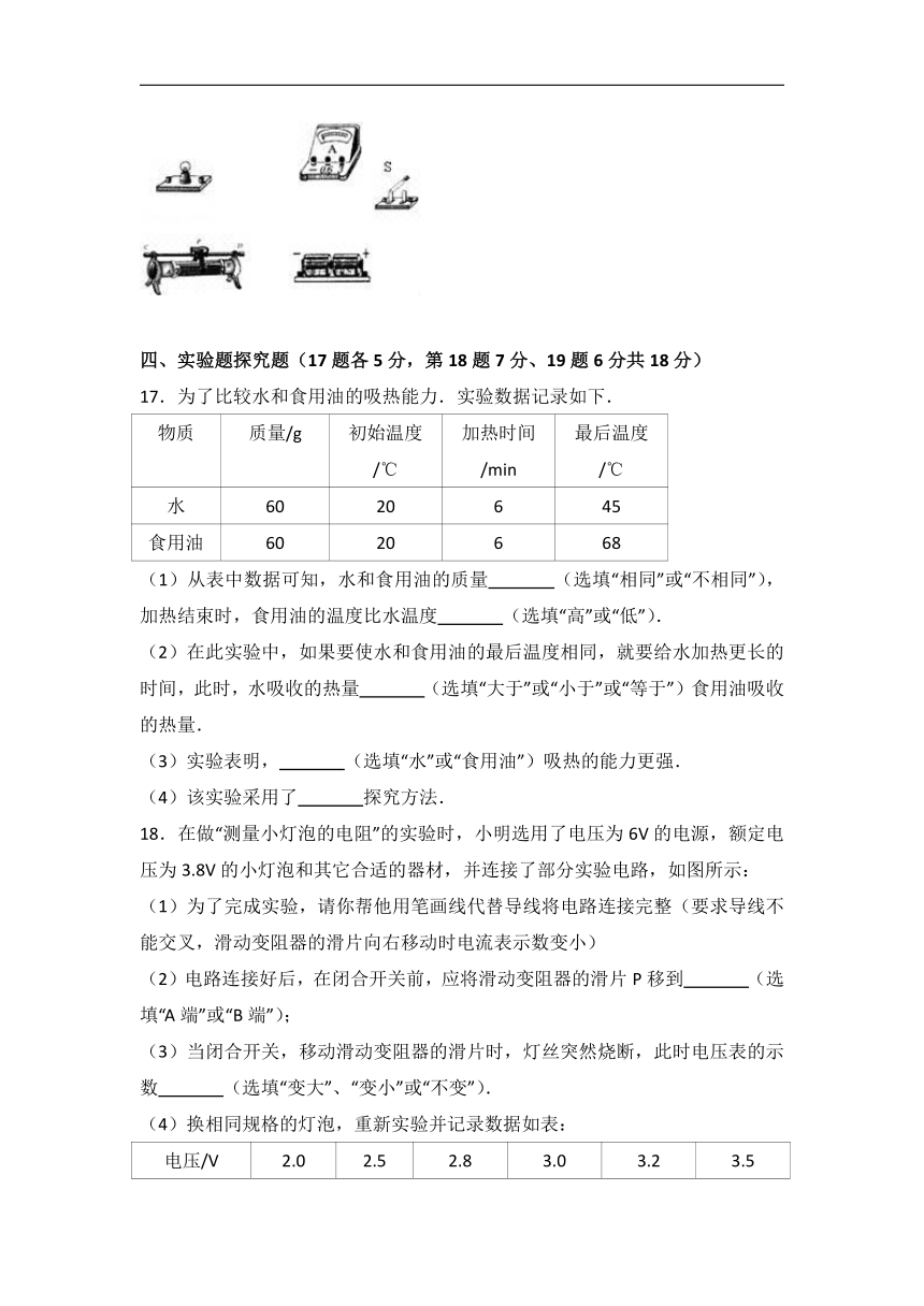 河南省信阳市商城二中2018届九年级（上）期中物理试卷（word版含答案解析）