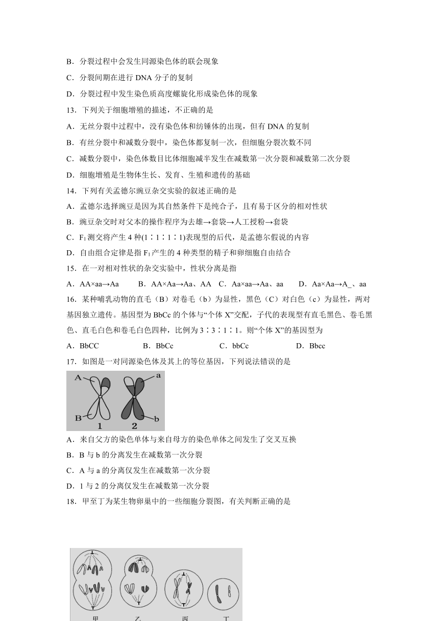 吉林省吉林市第二中学2022届高三上学期9月月考生物试题（Word版含答案）