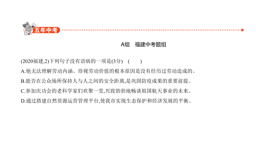 福建省2021年中考语文专项复习专题二 病句辨析 讲练课件(共33张PPT)