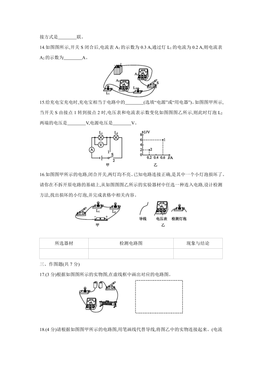 北师大版物理九年级全册课课练：第十一章　简单电路  单元测试（含答案）