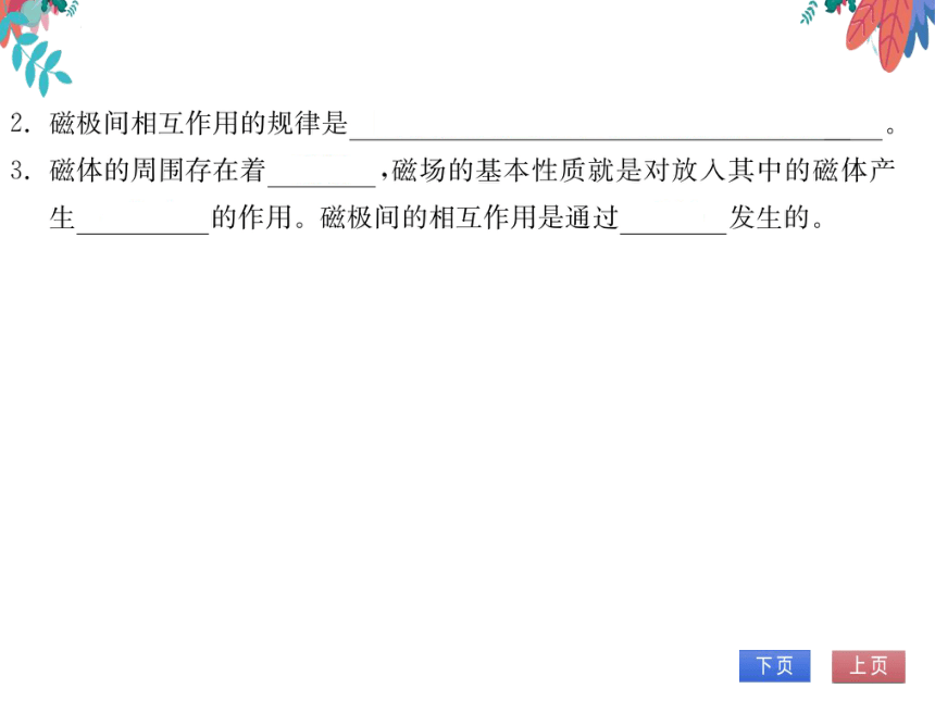 【人教版】物理九年级全册 20.1 磁现象 磁场  习题课件