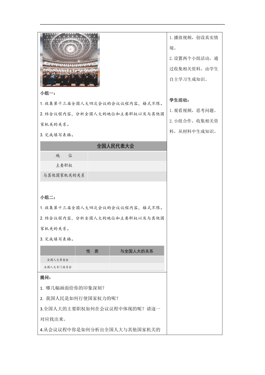 5.1人民代表大会:我国的国家权力机关教案-2022-2023学年高中政治统编版必修三政治与法治