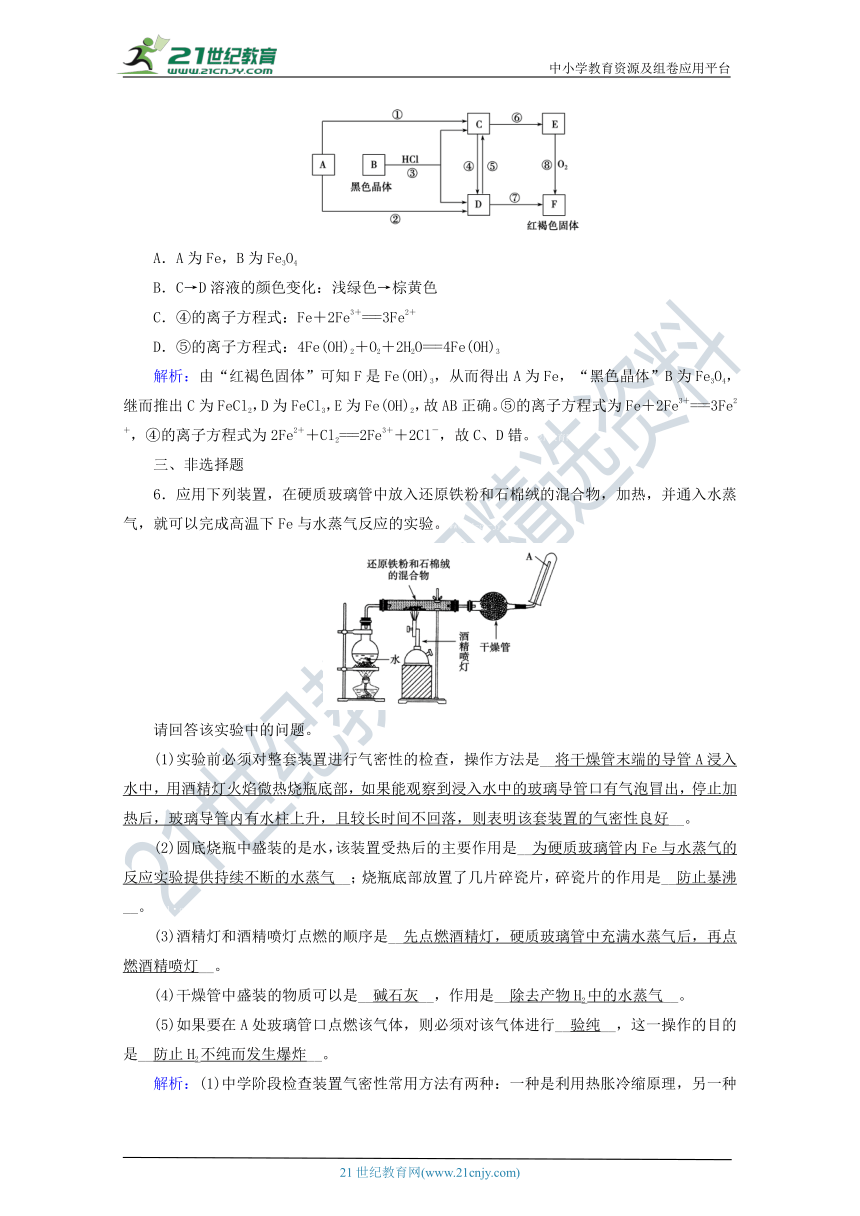 人教版高中化学必修一3.1.1铁的单质氧化物氢氧化物 练习（含解析）