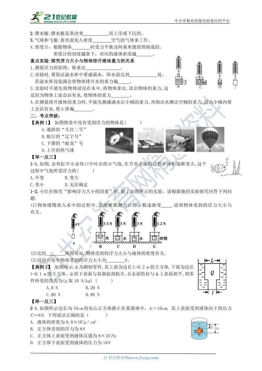 人教版初中物理2021中考一轮复习《浮力学案》（含答案）