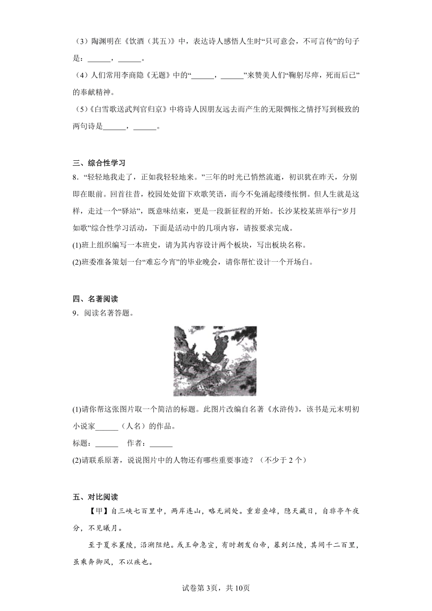 2023年湖南省娄底市新化县中考三模语文试题（含解析）