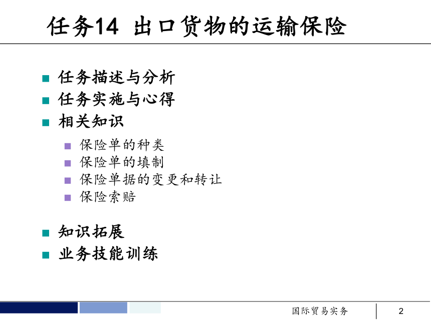 任务14 出口货物的运输保险 课件(共40张PPT）- 《国际贸易实务 第5版》同步教学（机工版·2021）