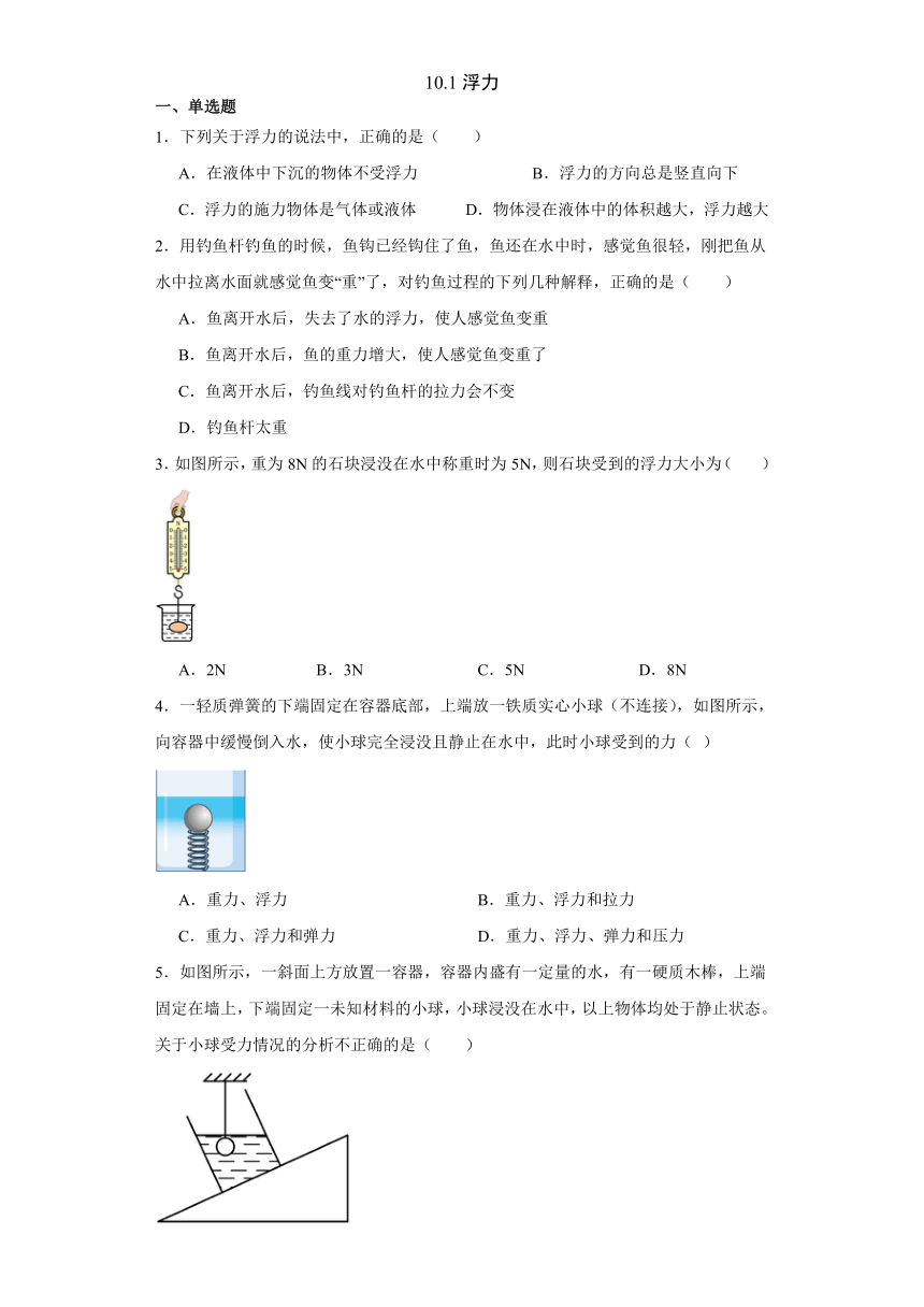 10.1 浮力 同步练习（含答案） 人教版物理八年级下册