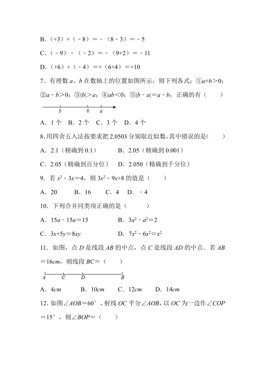 四川省江油市八校联考2020-2021学年第二学期七年级数学开学考试试题（word版，含答案）