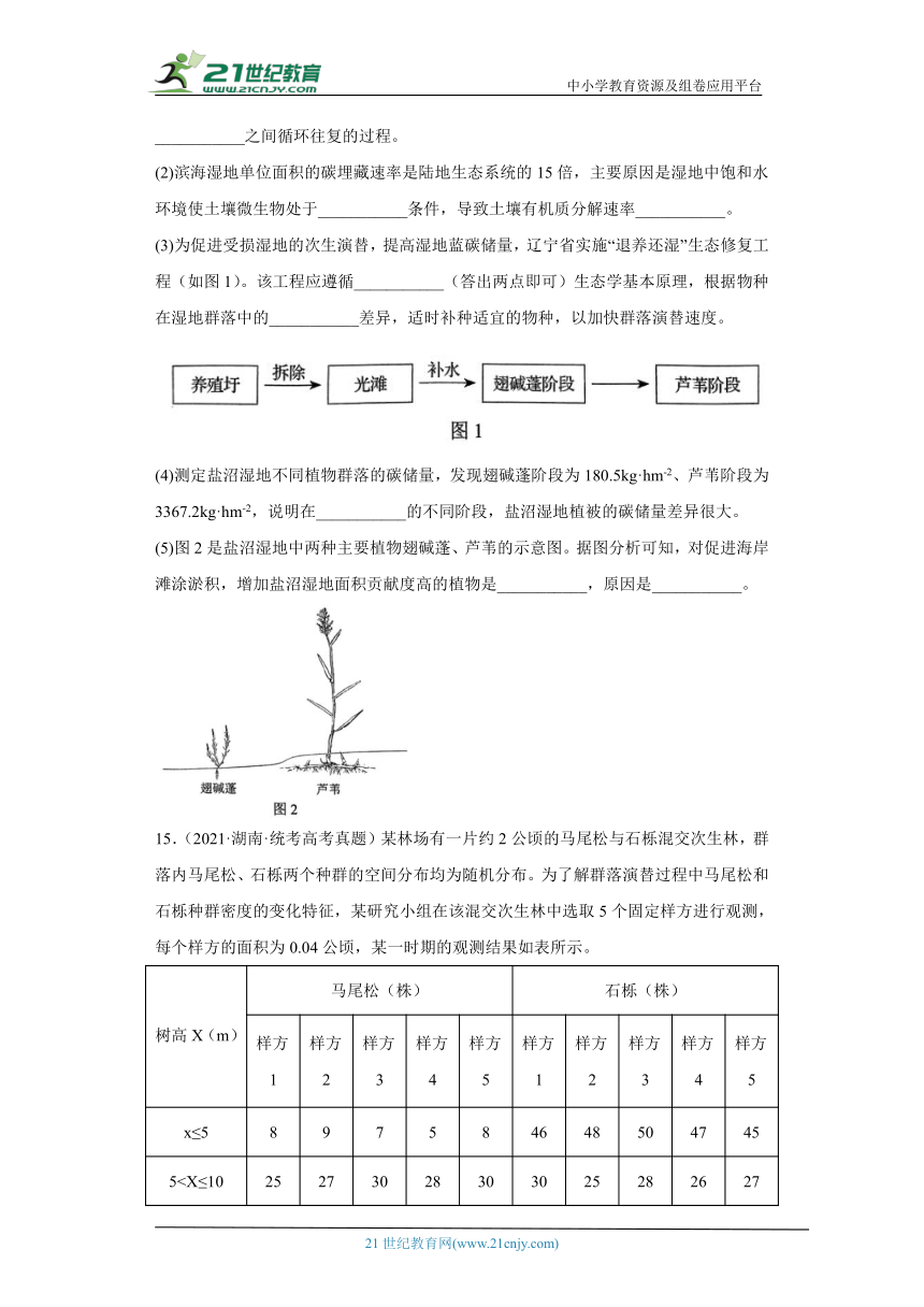 五年2018-2022高考生物真题按知识点分类汇编77-生物与环境-群落的演替及其影响因素（含解析）