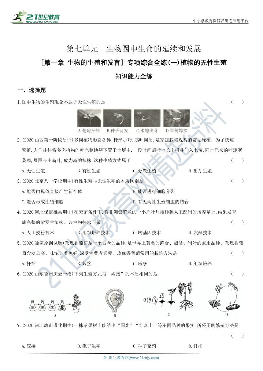 人教版7.1植物的无性生殖 综合测试（含解析）