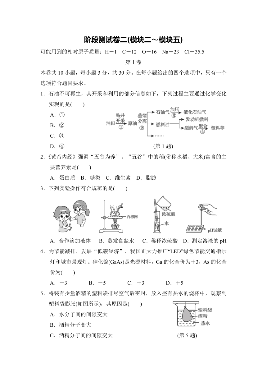 阶段测试卷二(模块二～模块五)-2021-2022学年福建中考化学（word版 含答案）