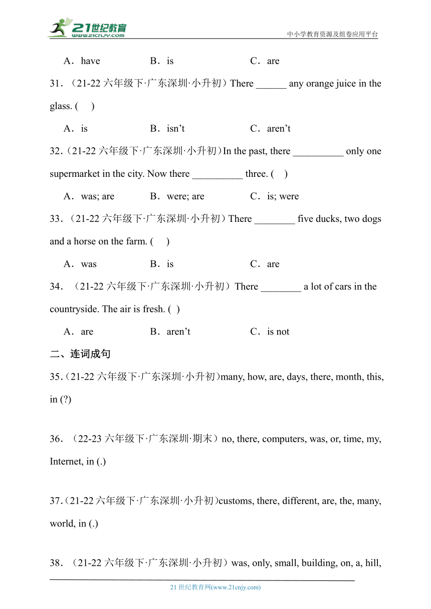 小升初英语知识点复习专题8.therebe句型（牛津深圳版含答案解析）