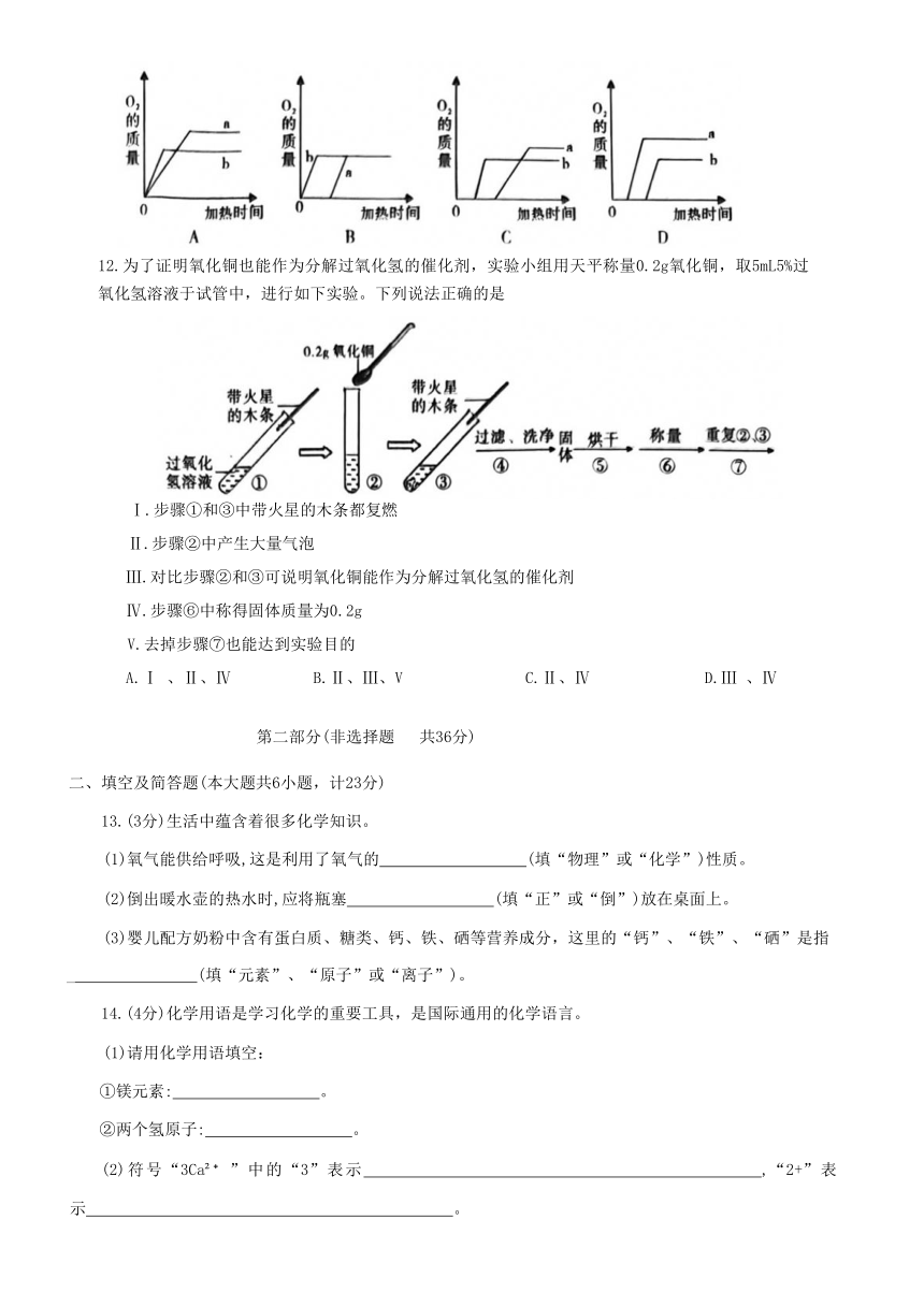 陕西省咸阳市礼泉县2022-2023学年九年级上学期期中学科素养评价化学试题（含答案）