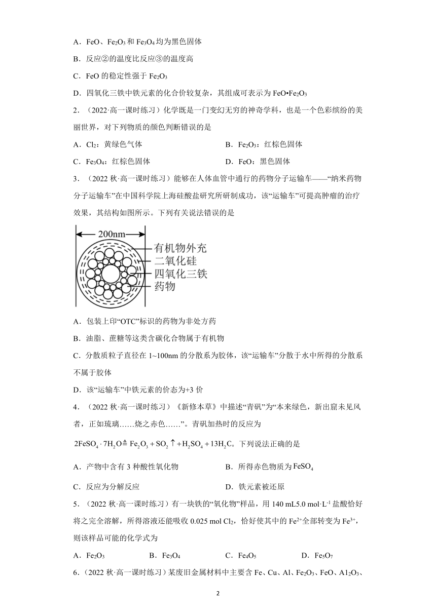 3.1.2铁的氧化物和氢氧化物  学案(含解析)   高中化学人教版（2019）必修 第一册