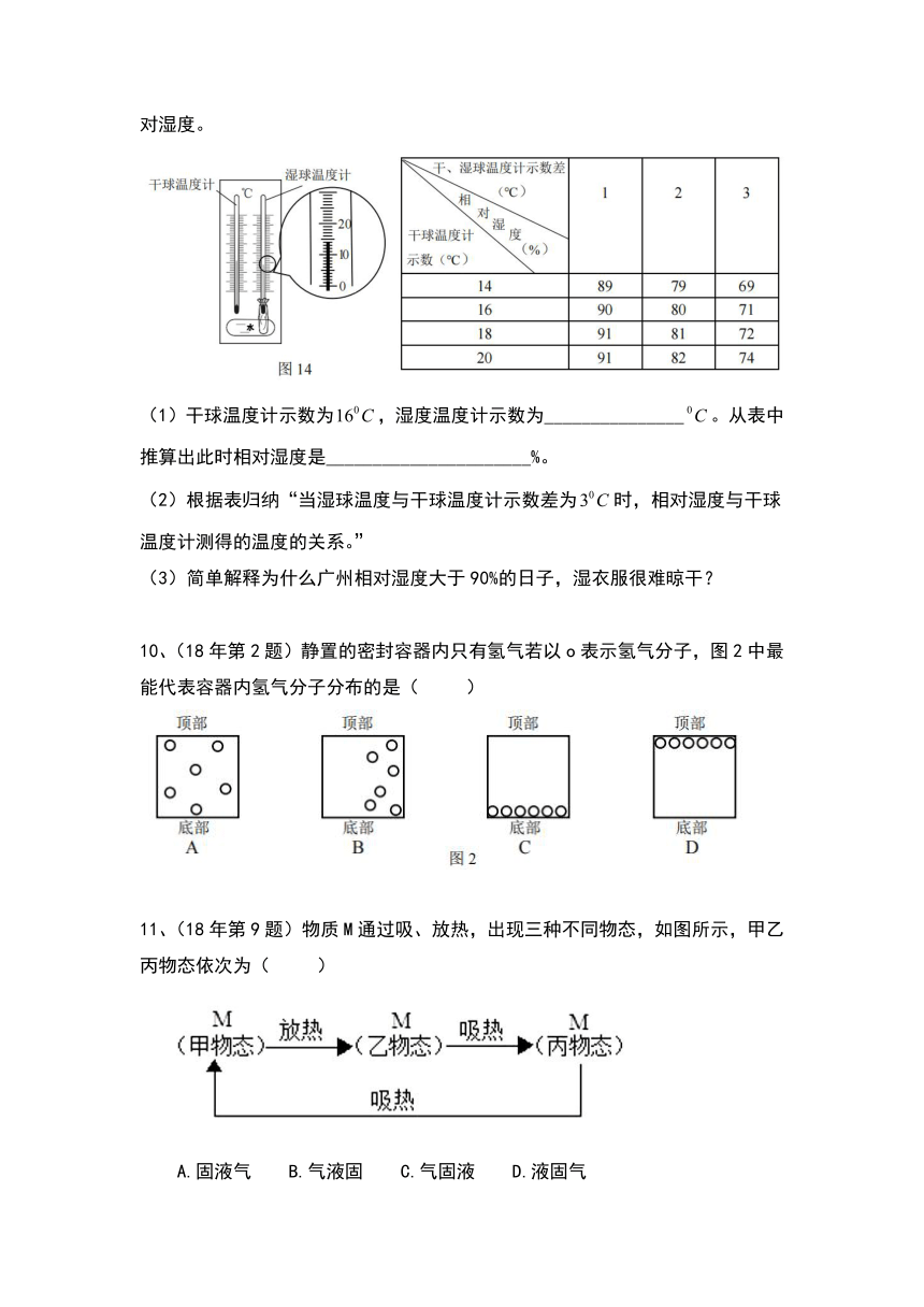 （十）热学 （考点分析＋近六年真题＋模拟强化演练）—2021广州中考物理一轮复习讲义