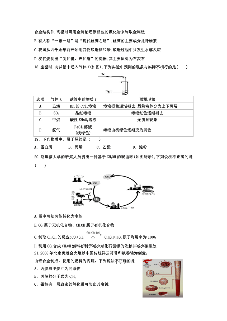 吉林省吉林市第二中学2020-2021学年高一下学期期中考试化学试题（Word版含答案）