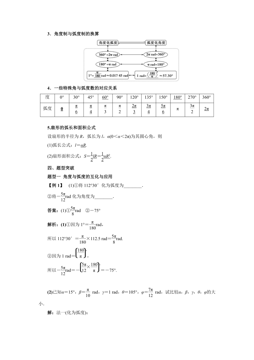 7.1.2弧度制及其与角度制的换算教案-2021-2022学年高一下学期数学人教B版（2019）必修第三册