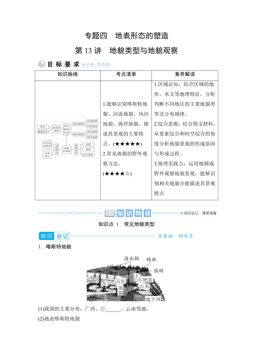 2023届高三地理一轮复习学案 专题四  地表形态的塑造（含答案）