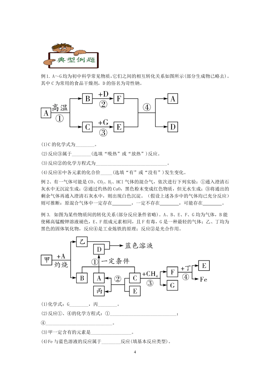 2021浙教版科学“中考二轮专题突破”讲义（三）：物质的推断【word，含答案】