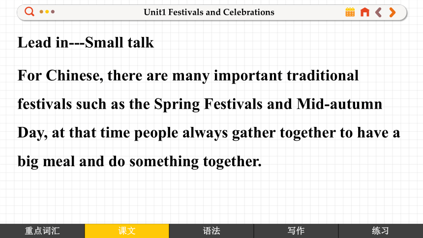 人教版（2019）必修 第三册Unit 1 Festivals and Celebrations Reading for writing课件(共75张PPT)