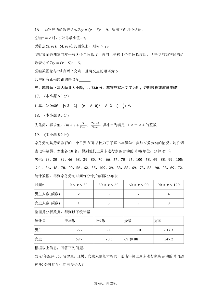 2022-2023学年山东省枣庄市峄城区九年级（下）期中数学试卷（含解析）