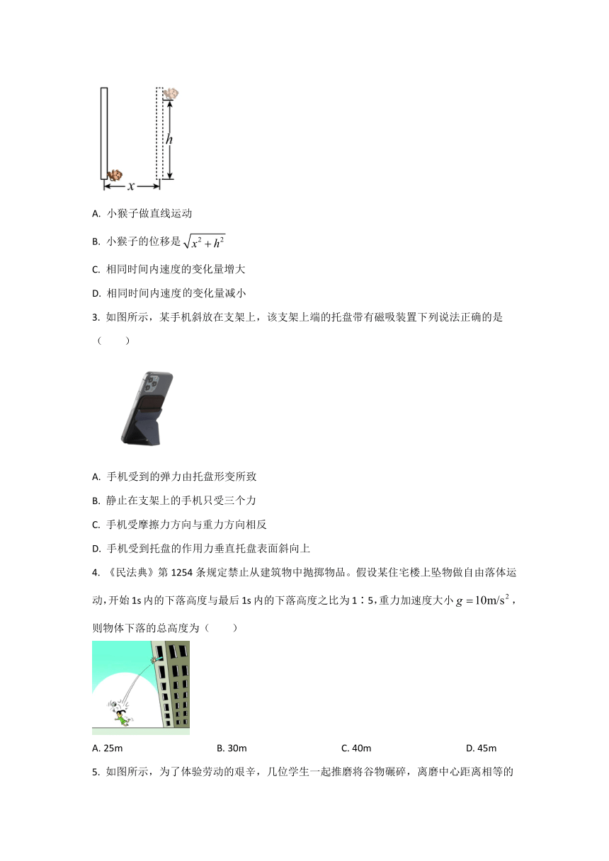 江苏省海安市2021-2022学年高一上学期学业质量监测物理试卷（含答案）