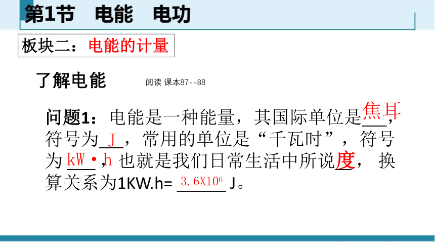 2021-2022学年人教版物理九年级第十八章  电功率第一节 电能 电功 课件(共32张PPT)