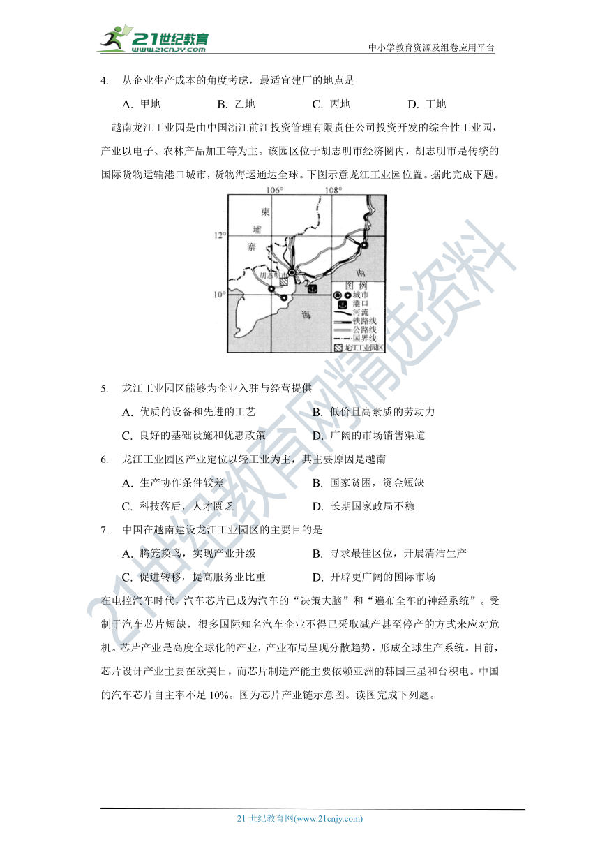 3.2工业区位因素及其变化  同步练习  人教版（2019）高中地理必修第二册（Word版含解析）