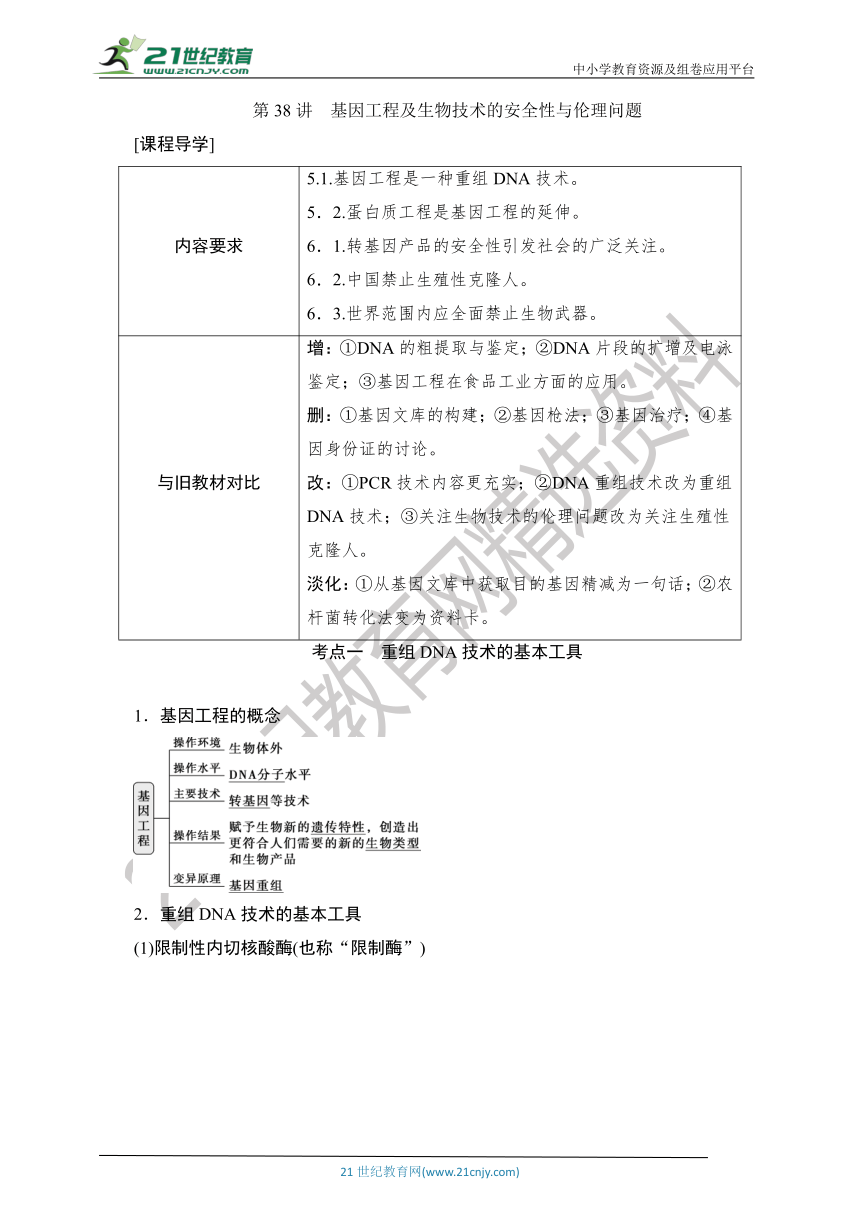 【考点梳理  生物总复习 】80第38讲　基因工程及生物技术的安全性与伦理问题