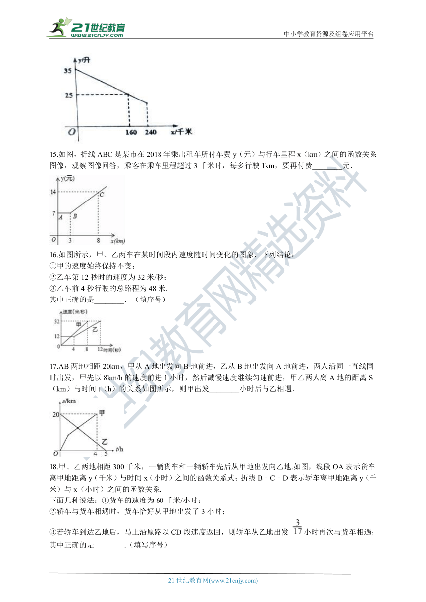 6.4 用一次函数解决问题同步训练题（含解析）