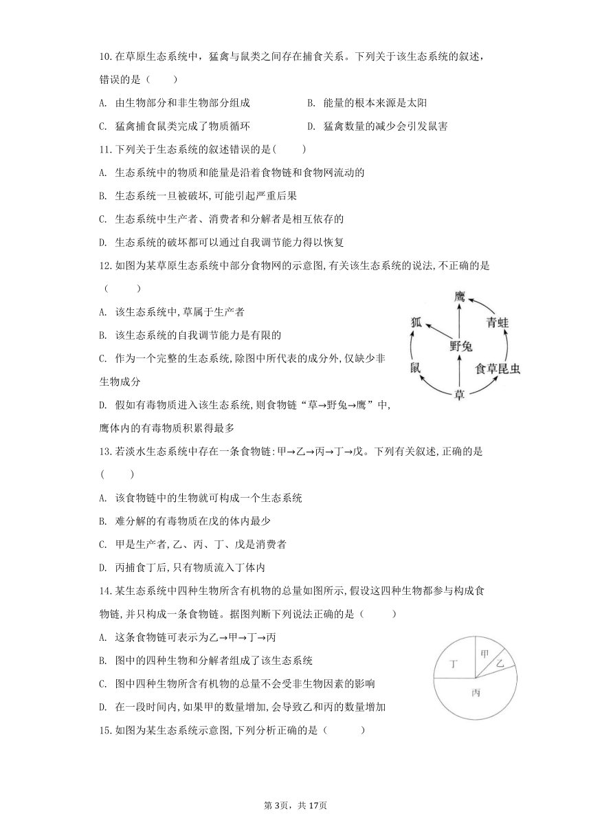 1.2.2生物与环境组成生态系统同步练习(word版含解析）