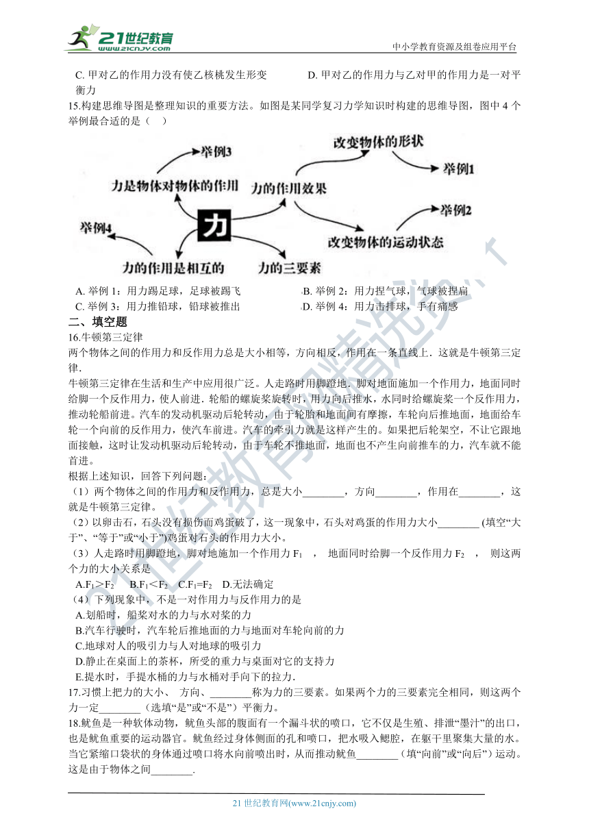 第三章 第2节力的存在 含解析（优生加练）