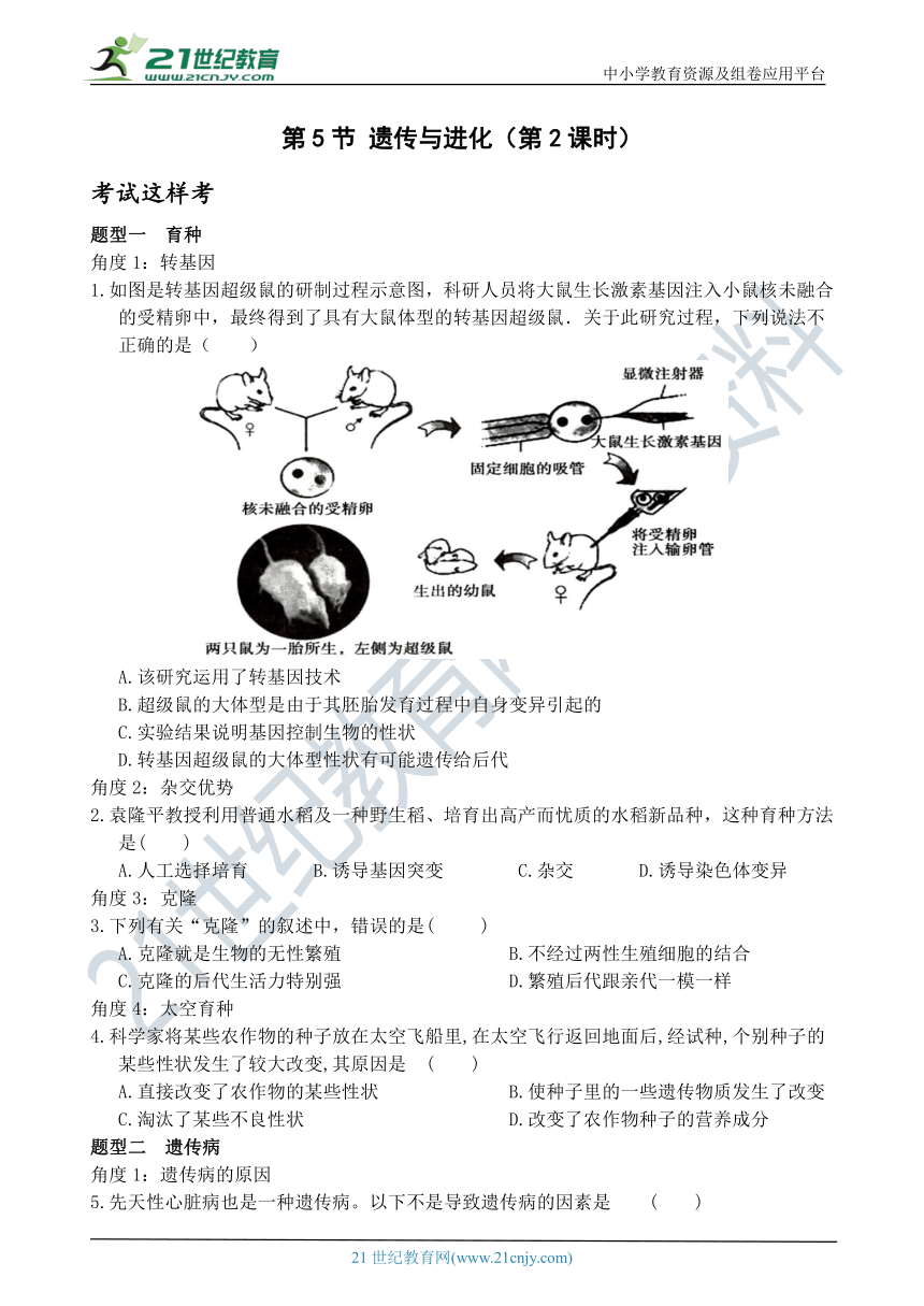 考试这样考--第5节 遗传与进化（第2课时） 同步练习（含答案）