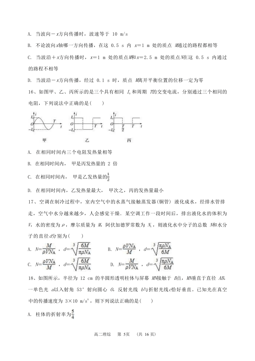 山西省朔州市怀仁市第一中学2022-2023学年高二下学期第二次月考理科综合试卷（ 含答案）