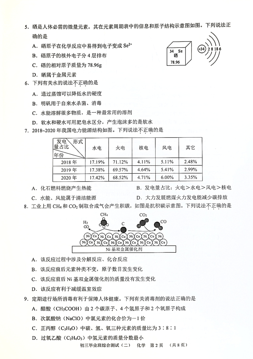 2023年广东省广州市天河区中考二模化学试卷（图片版无答案）
