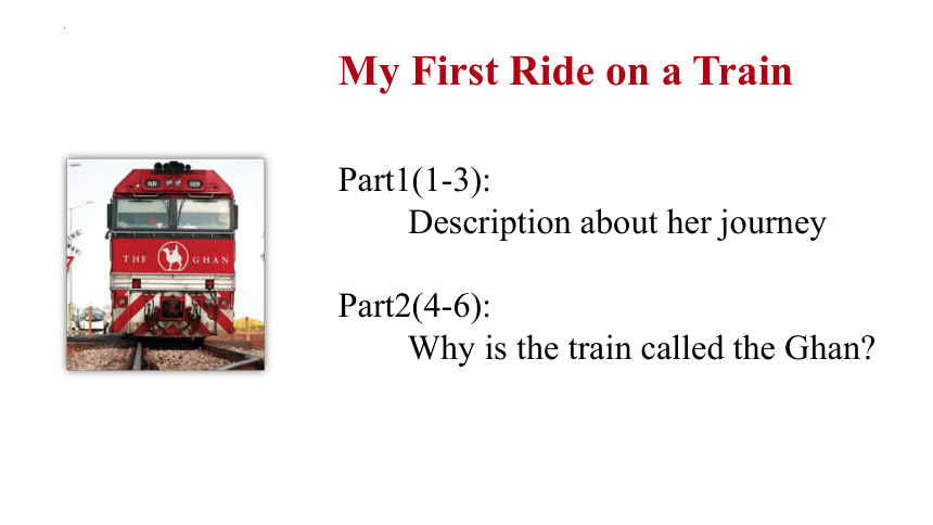 外研版必修一Module3 My first ride on a train Reading公开课课件 （共17张ppt）