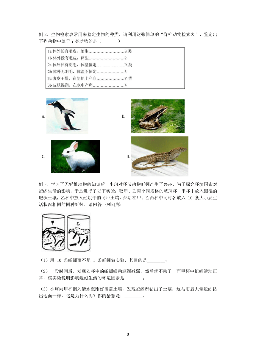 浙教版科学2022-2023学年上学期七年级“冲刺重高”讲义（十一）：常见的动物（2）【word，含答案】