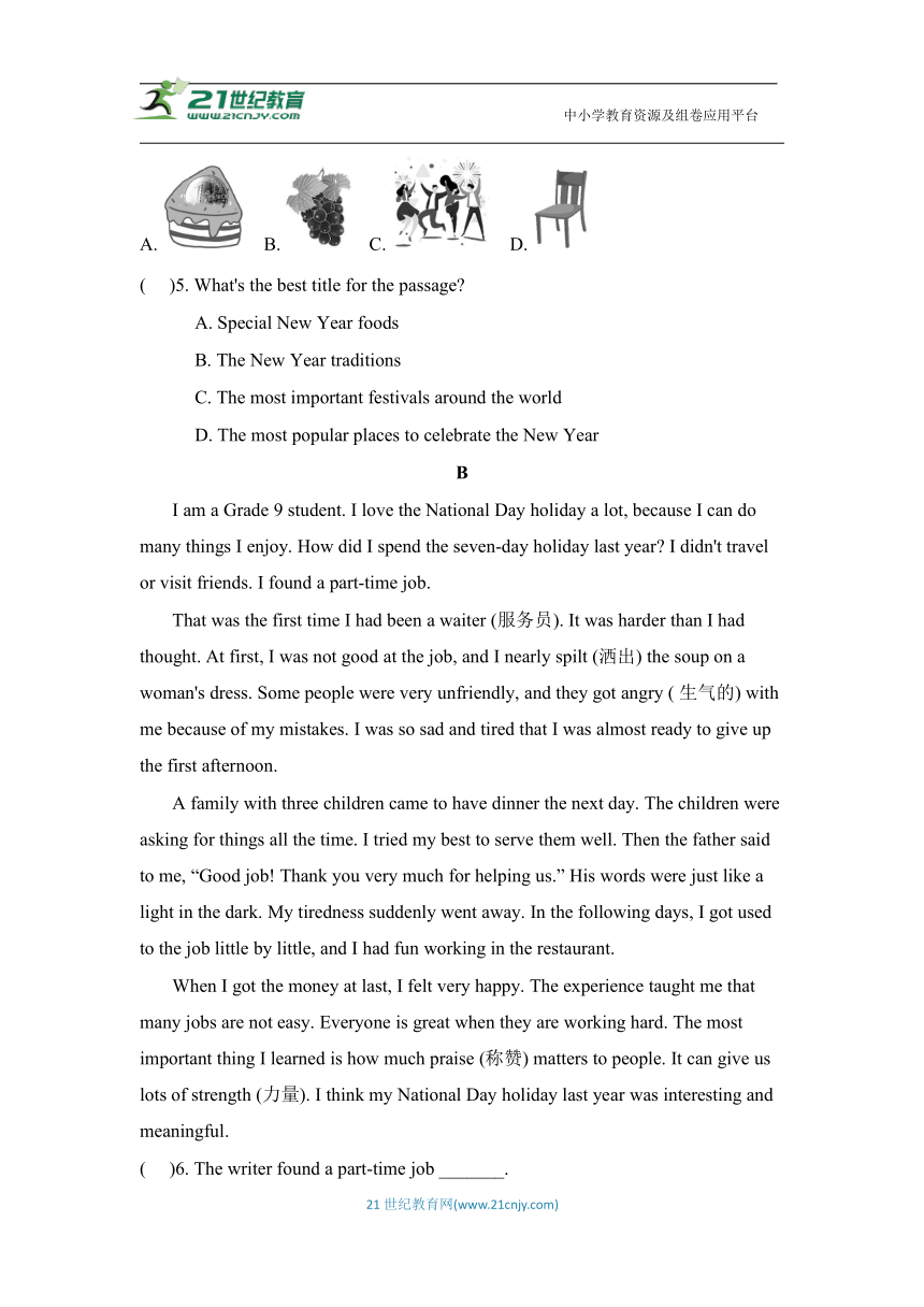 Module 2 Public holidays模块测试题二（含答案）（外研版九年级上册）