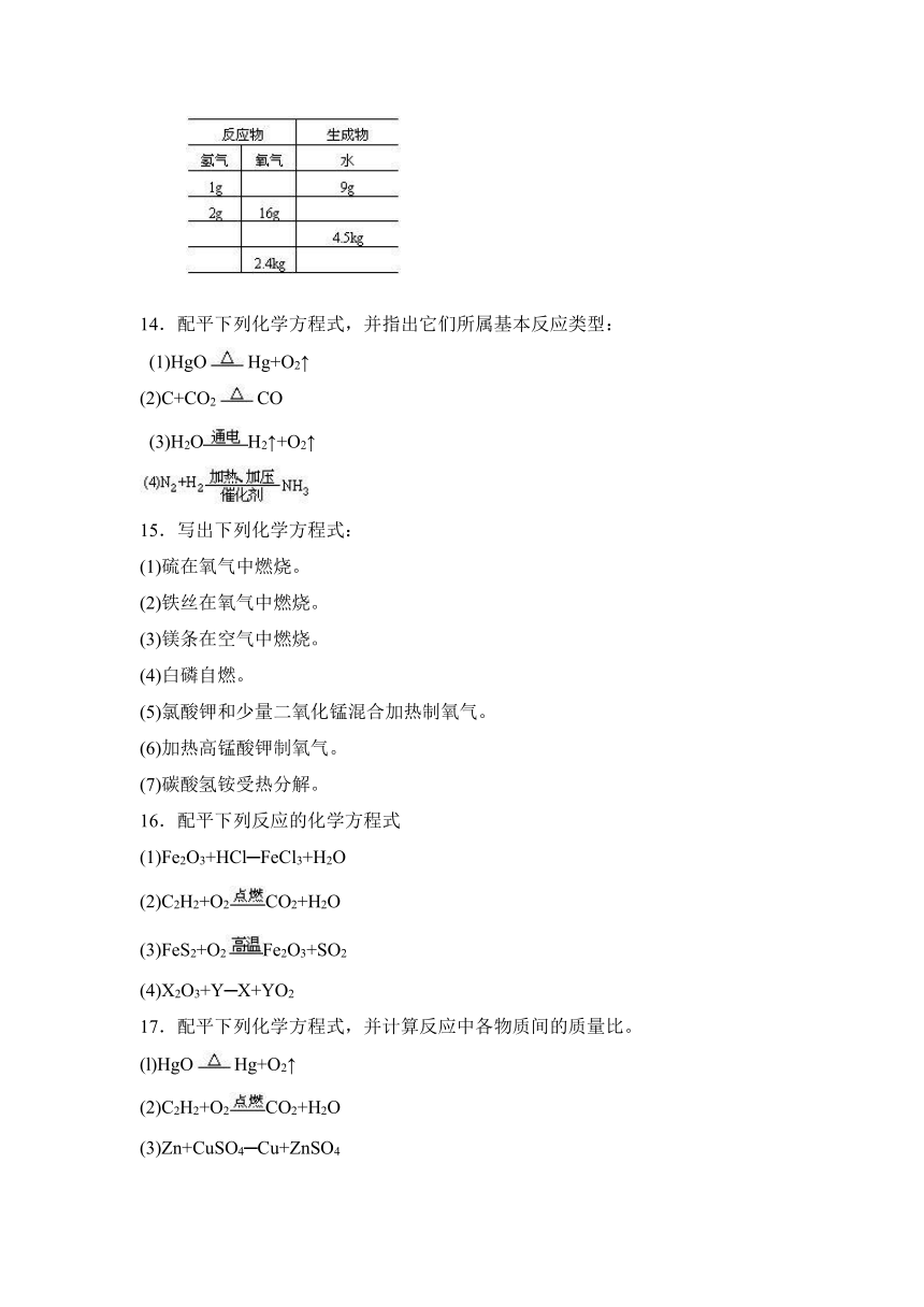 5.2《化学反应的表示》同步练习（含答案）