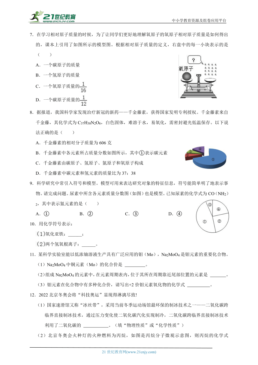 浙教版八下科学期中专题06 化学式意义及相关计算（含答案）