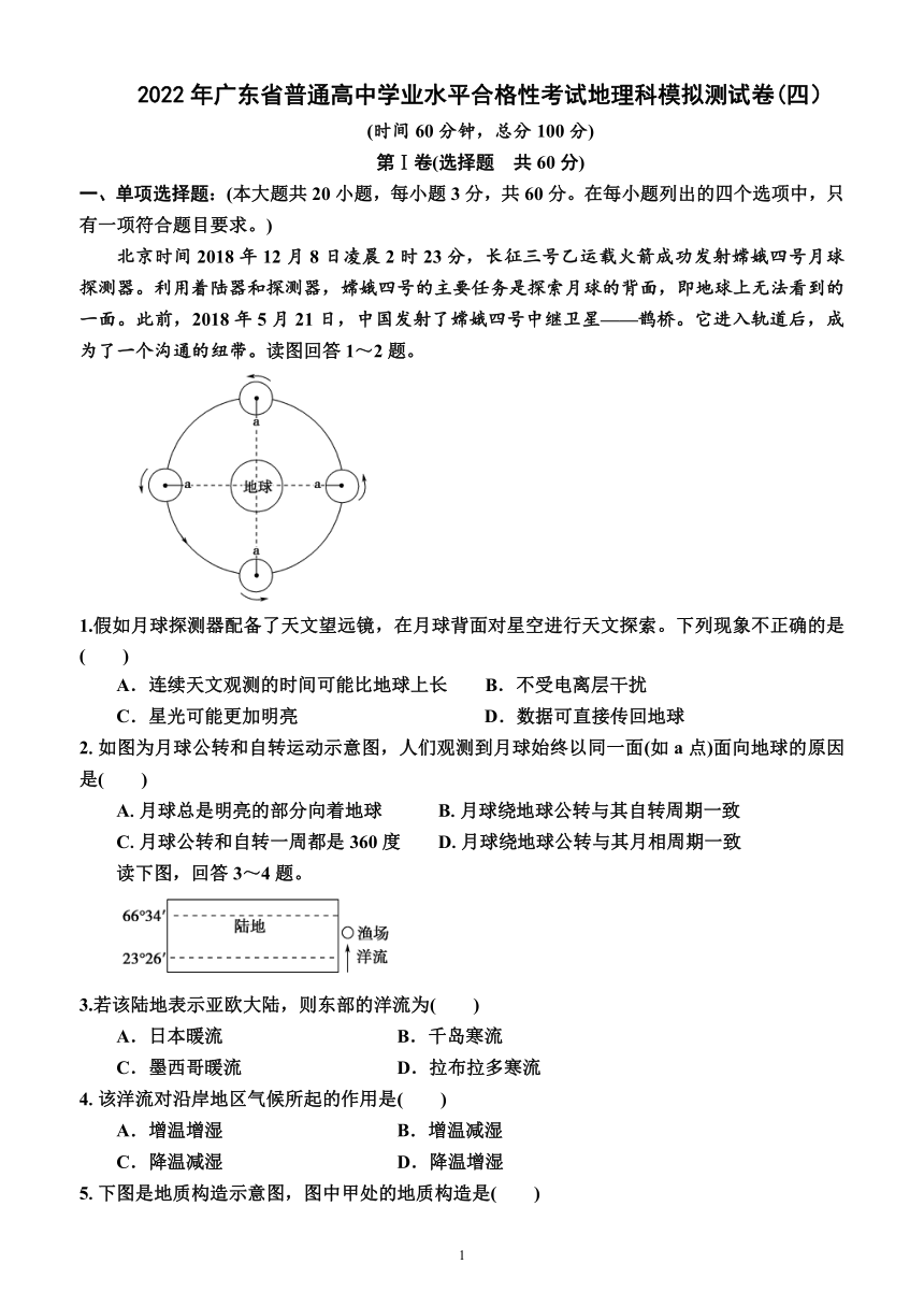 2022年广东省普通高中学业水平合格性考试地理科模拟测试卷(四）（附答案及解析）