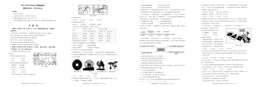 2022年浙江省杭州市钱塘区中考一模社会法治试题（PDF版，无答案）