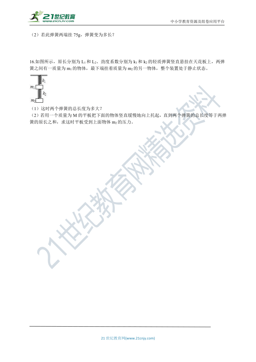 高中物理人教（新课标）必修1同步练习：3.2弹力（word版 含解析）