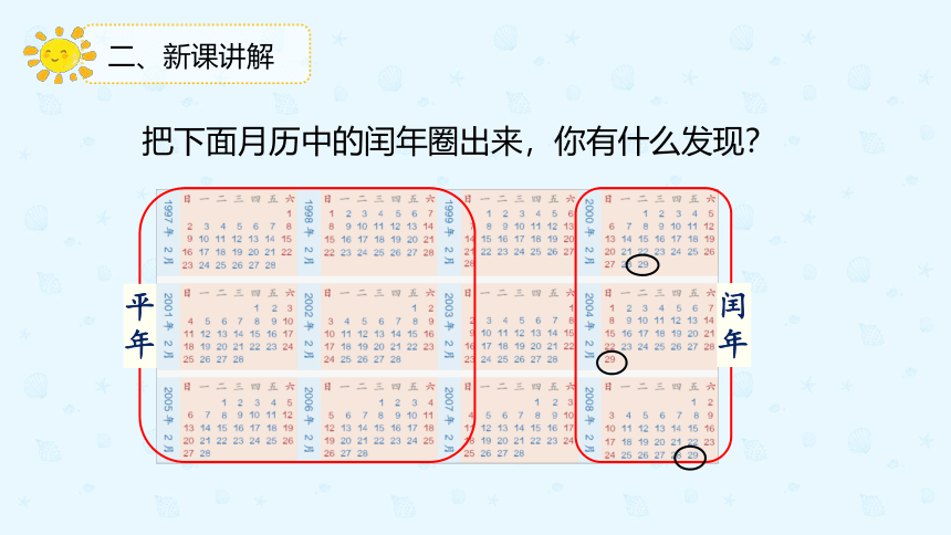 数学人教版三年级下册第六单元第2课时平年、闰年的关系课件(共20张PPT)