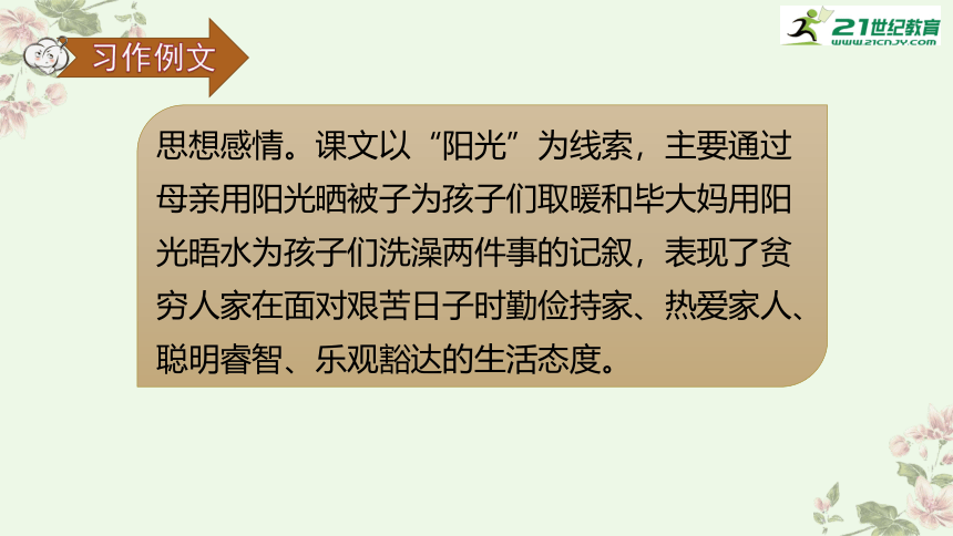 【新课标】统编版语文六年级下册第三单元习作例文 阳光的两种用法  课件