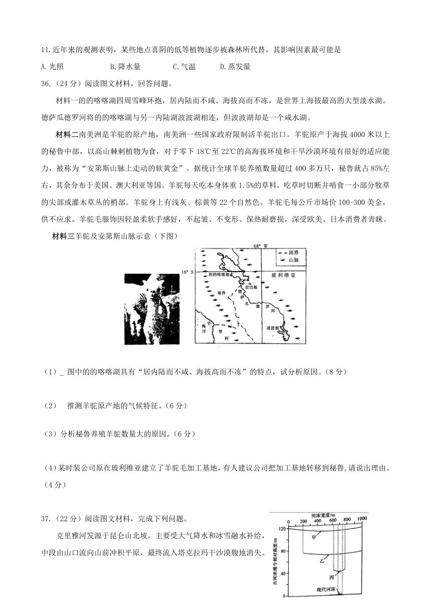 四川省成都市彭州市2021届高三上学期期中考试文综地理试题 Word版含答案