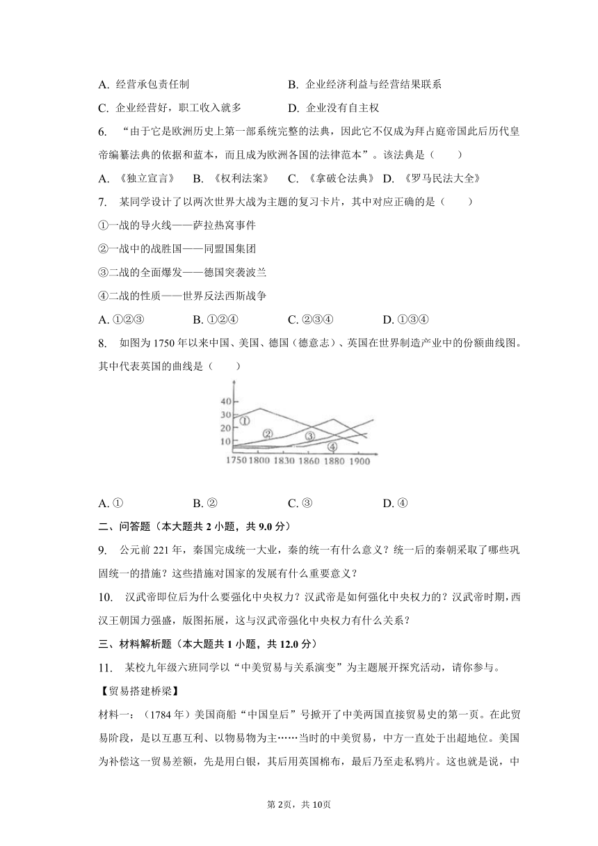 2023年陕西省宝鸡市陈仓区中考历史一模试卷（含解析）