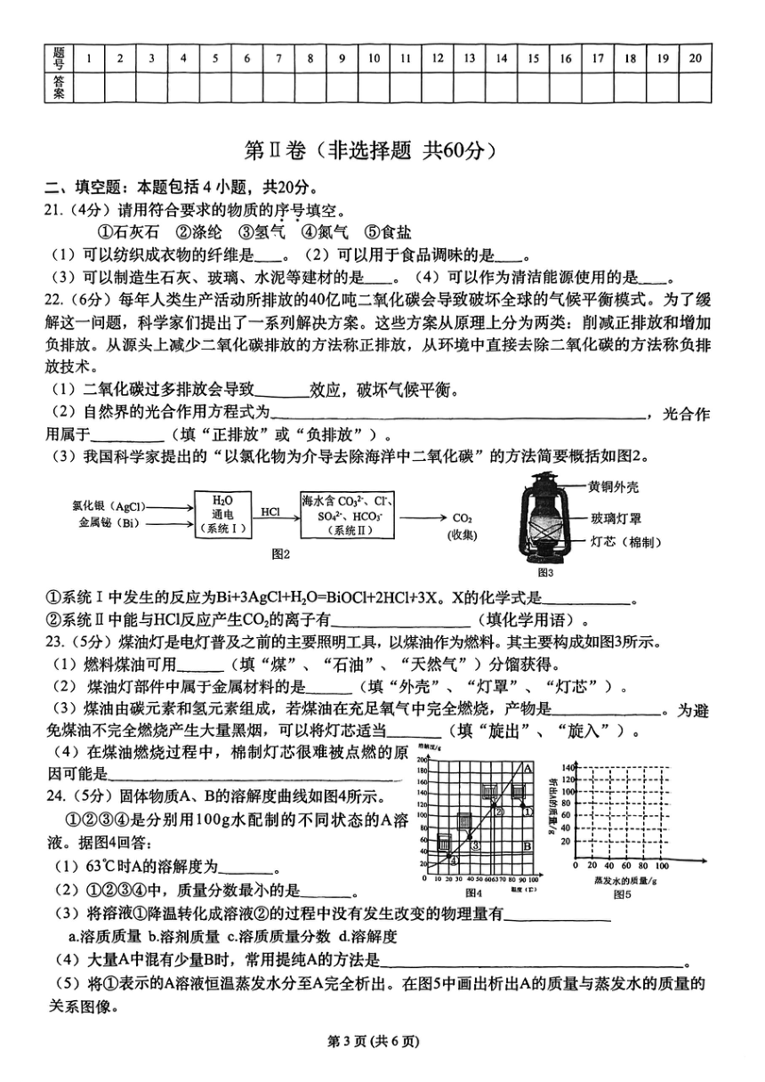 2024年江苏省常州市中考模拟练习（Ⅰ）化学试题(图片版无答案)
