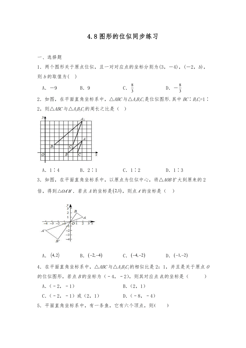九年级数学上册试题 4.8图形的位似同步练习-北师大版（含答案）