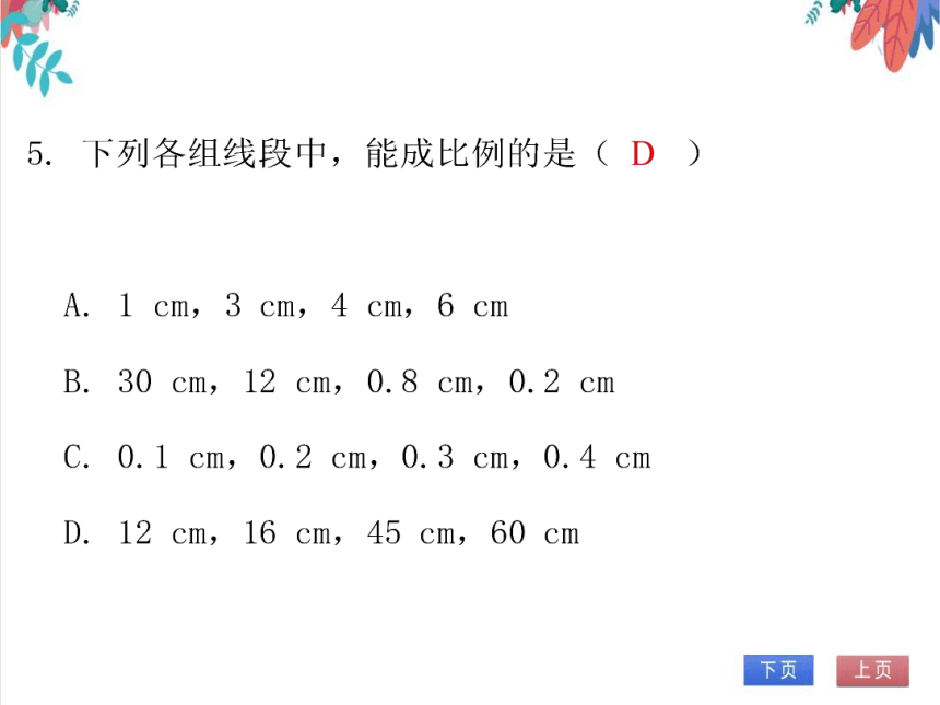 【北师大版】数学九年级（上）4.1 成比例线段 习题课件
